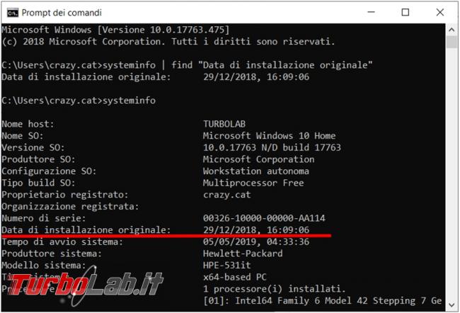 Come trovare / scoprire / visualizzare data d’installazione Windows