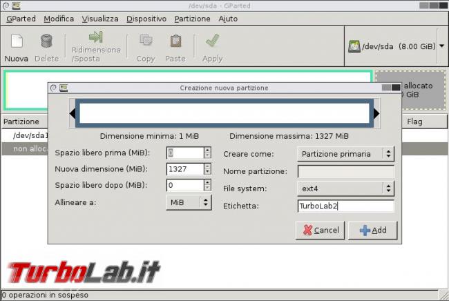 Come usare GParted modificare partizioni disco fisso