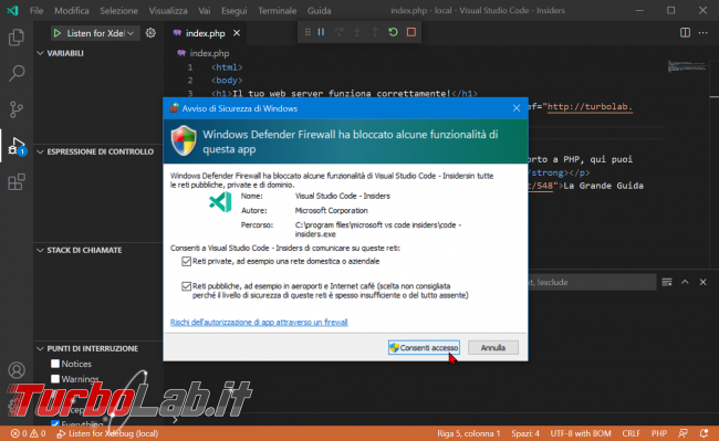 Come usare Xdebug Visual Studio Code: Guida Definitiva debug PHP ( breakpoint ed esecuzione step Windows 11, Windows 10 Linux) - zShotVM_1622712928