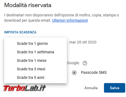 Come utilizzare Gmail spedire email riservata destinatario data scadenza