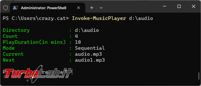 Come utilizzare PowerShell ascoltare file MP3
