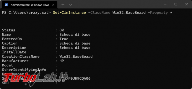 Come utilizzare Powershell Get-CimInstance avere informazioni computer Windows 11