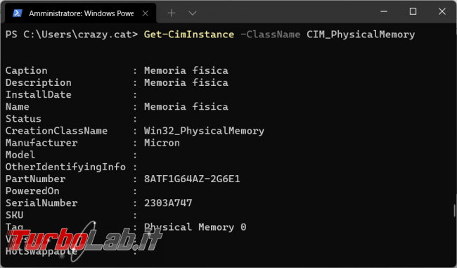 Come utilizzare Powershell Get-CimInstance avere informazioni computer Windows 11