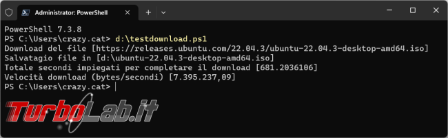 Come utilizzare PowerShell misurare velocità tempo impiegato download