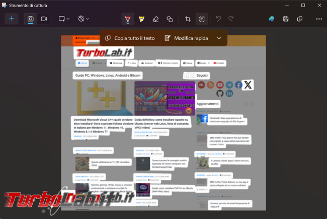 Come utilizzare strumento cattura Windows 11 estrarre testo immagini