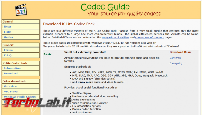 Come vedere quali codec audio video sono installati PC Windows 10