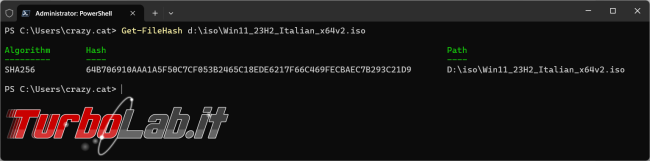 Come verificare l’hash dell’immagine ISO Windows 11 PowerShell