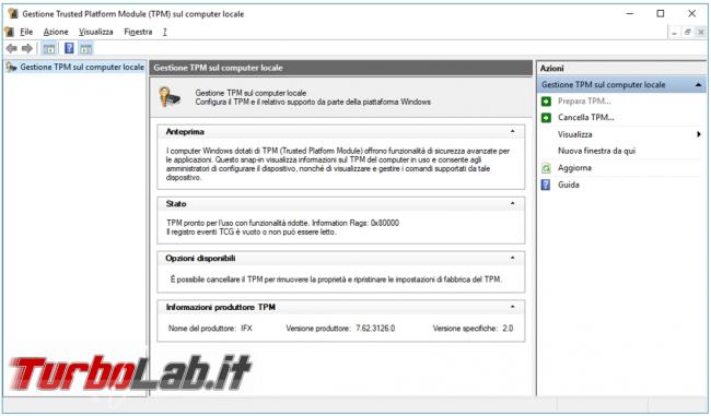 Come verificare remoto computer l’attivazione versione TPM