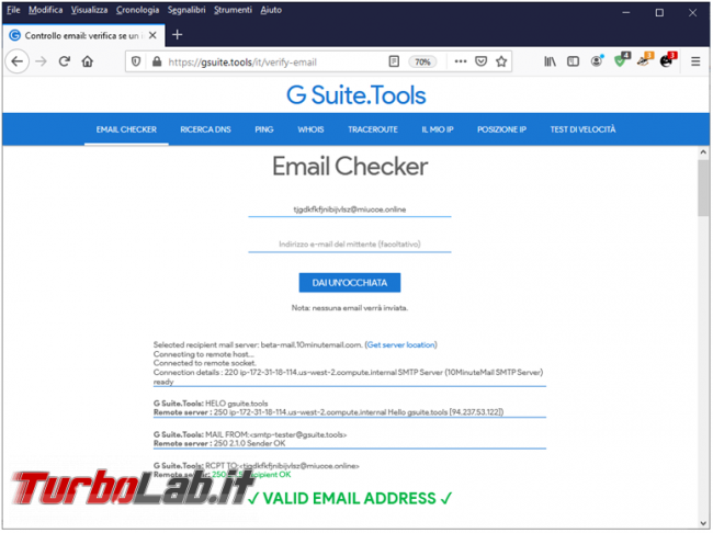 Come verificare se indirizzo email esiste senza spedirgli messaggio