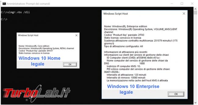 Come verificare se sistema operativo Windows 10 è stato attivato maniera illegale