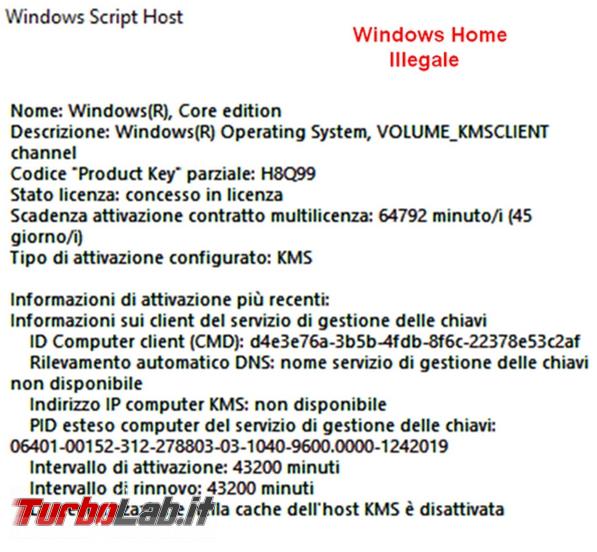 Come verificare se sistema operativo Windows 10 è stato attivato maniera illegale