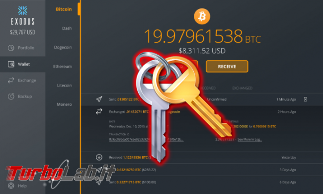 Come visualizzare/esportare chiave privata wallet Exodus