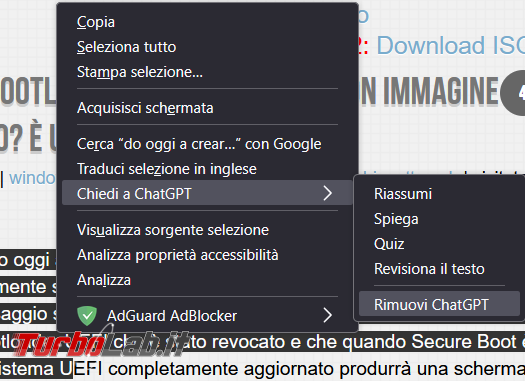 Come visualizzare/nascondere nuove componenti chatbot IA Firefox 136