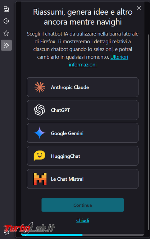 Come visualizzare/nascondere nuove componenti chatbot IA Firefox 136