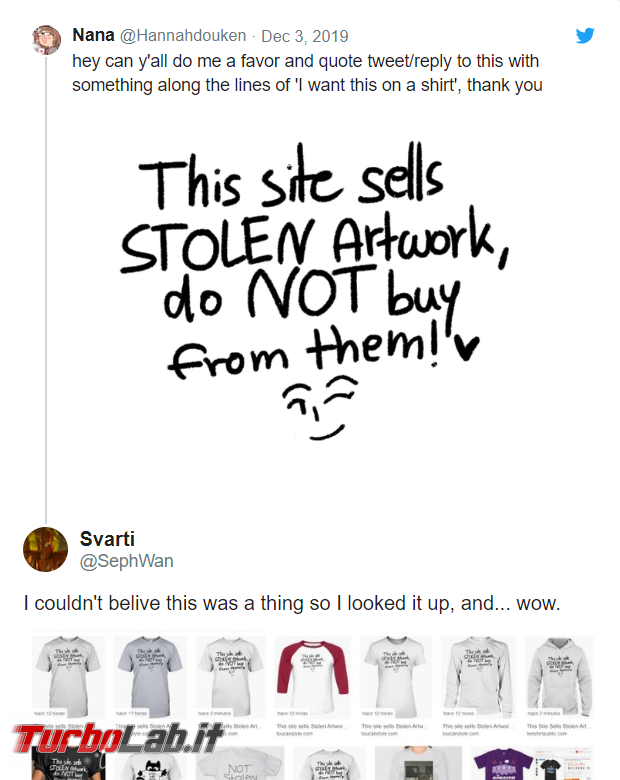-commerce: web proliferano T-shirt immagini piratate. Scatta controffensiva artisti digitali - FrShot_1577804105