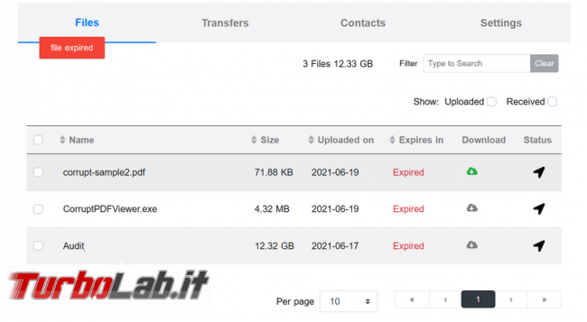 Condividi altre persone file sino 30 GB servizio SendBig