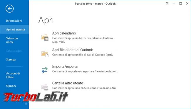 Configurare gestire posta outlook 2013