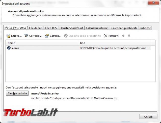 Configurare gestire posta outlook 2013