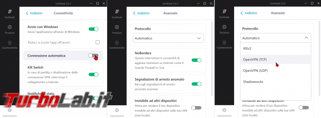 Connessione sicura anonima Surfshark (VPN): recensione, prova opinione - opzioni surfshark
