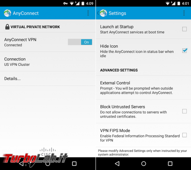 Connessione VPN Android: guida rapida - cisco anyconnect android