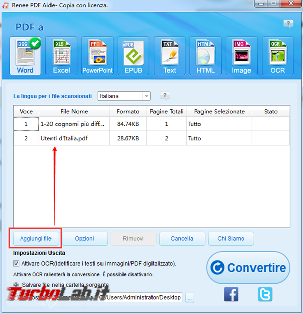 Convertitore gratuito convertire PDF excel altri formati modificabili - 1 aggiungere file pdf_600