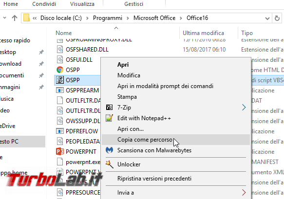 copia Microsoft Office 2016 installata PC è Retail oppure Volume (VL)?