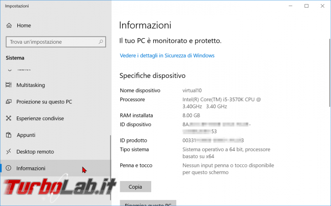 Cosa c'è nuovo Windows 10 20H2, Aggiornamento ottobre 2020: Tutte novità funzioni upgrade (video) - impostazioni sistema informazioni windows 10