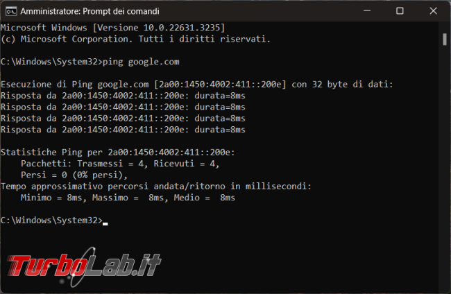Cosa fare quando ping risponde indirizzo IPV6 invece IPV4