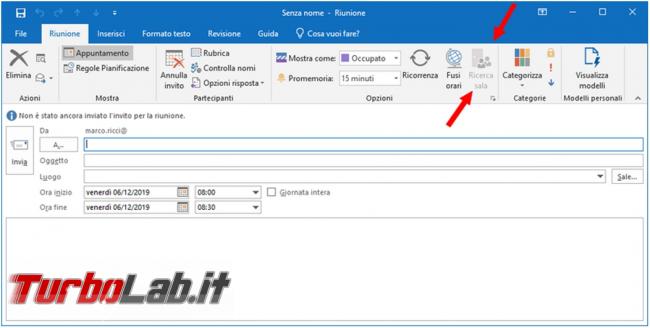 Cosa fare quando Ricerca sala Outlook si disattiva