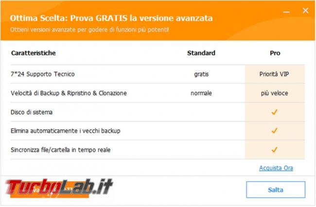 Crea copia sicurezza dati importanti sistema operativo Aomei Backupper