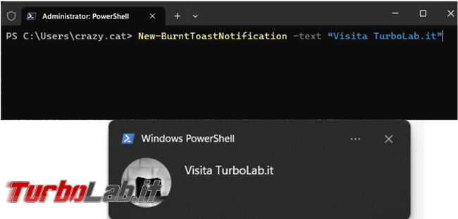Crea notifiche personalizzate Windows PowerShell modulo BurntToast
