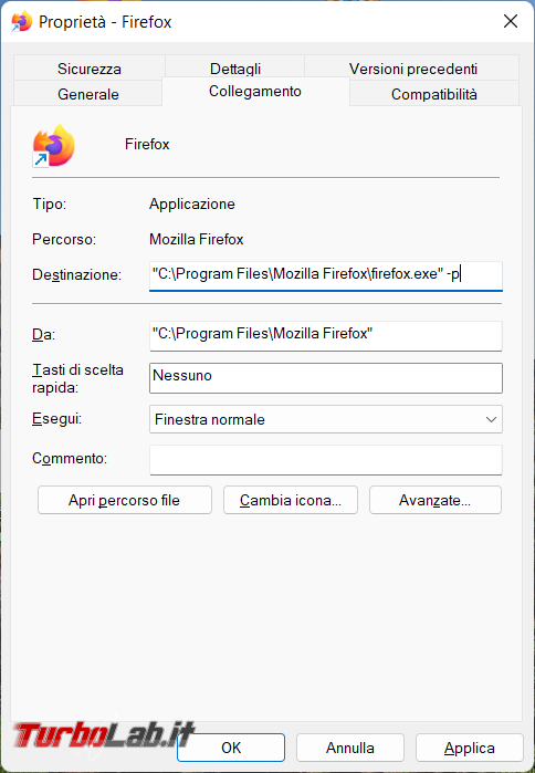 Crea nuovo profilo utente Firefox spostalo partizione diversa quella standard