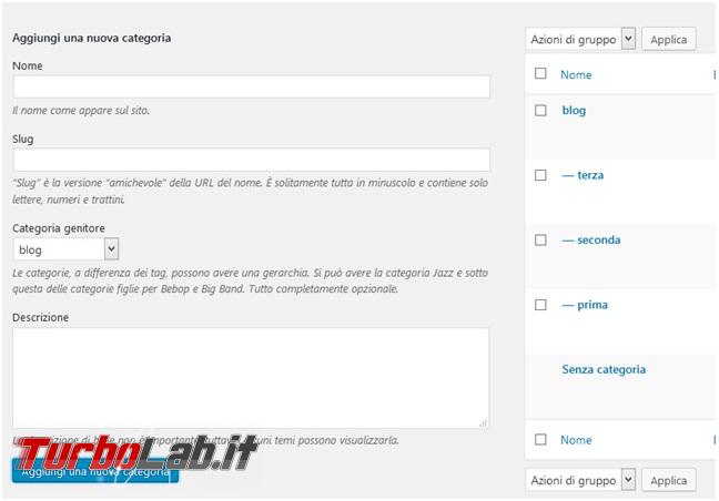 Crea presenza online: Come creare sito gratis - aggiunta categorie