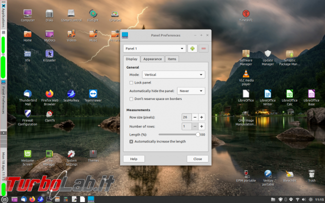 Creare barra multifunzione Linux Mint Cinnamon sfruttando potenzialità Xfce - xfce4-panel_008_Lock panel FALSE