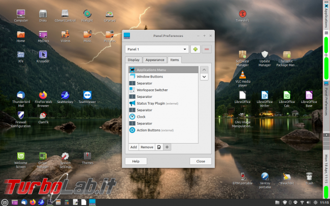 Creare barra multifunzione Linux Mint Cinnamon sfruttando potenzialità Xfce - xfce4-panel_009-000_personalization item