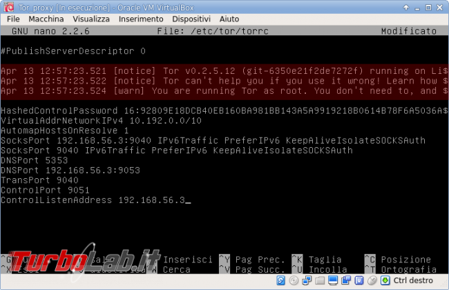Creiamo proxy Tor macchina virtuale