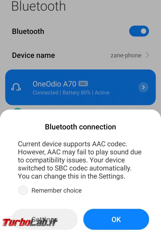 Cuffie Bluetooth OneOdio Fusion A70: recensione prova - Screenshot_2020-10-26-08-18-51-437_com.android.settings
