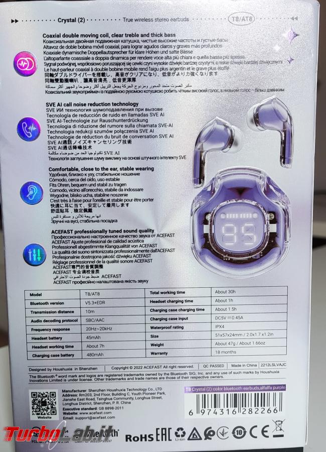 Cuffie TWS Bluetooth ACEFAST Crystal (2) T8: opinione, recensione prova pratica - IMG_20230503_101555