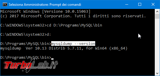 Database MySQL backup: esempi guida rapida completa mysqldump Windows Linux Ubuntu/CentOS