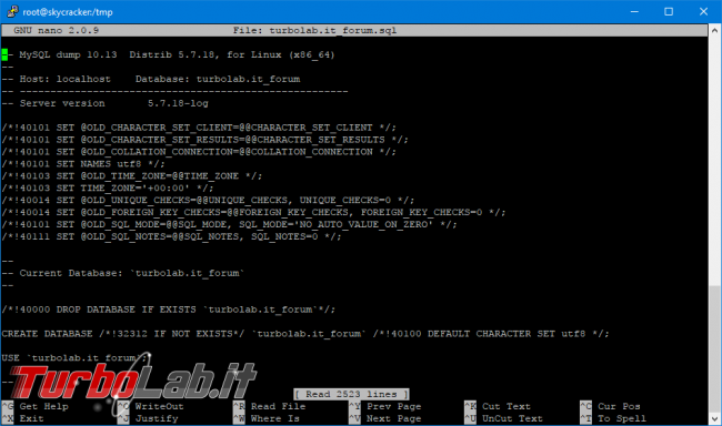 Database MySQL backup: esempi guida rapida completa mysqldump Windows Linux Ubuntu/CentOS