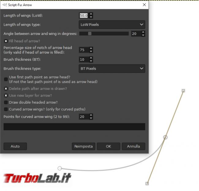 Disegnare frecce dritte curve GIMP: tre metodi essenziali