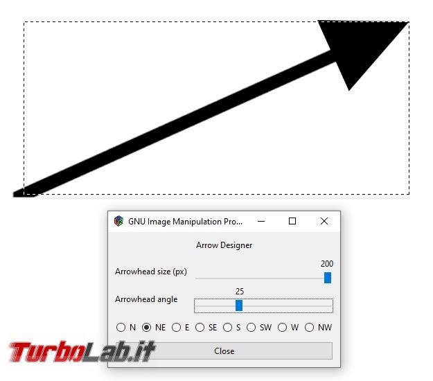 Disegnare frecce dritte curve GIMP: tre metodi essenziali - GIMP_frecce_003_python