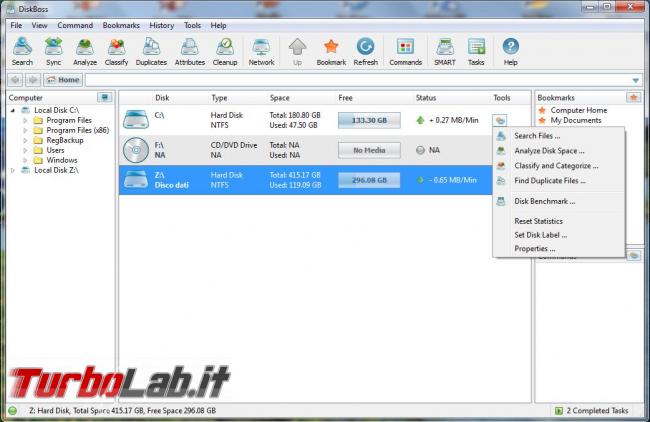 DiskBoss ricerca analizza tipi file presenti hard disk
