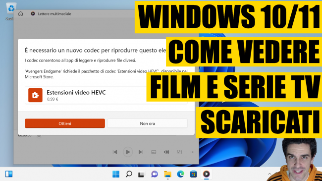 Download codec &quot;Estensioni video HEVC&quot; gratis: come aprire film MP4/MKV H.265 Windows 11 Windows 10 senza pagare 0,99 € (video) - windows come vedere film e serie tv scaricati spotlight