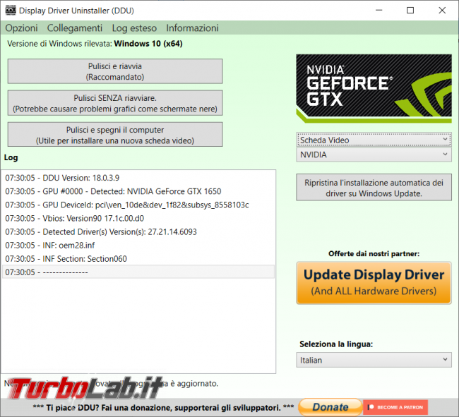 Elimina completamente vecchi driver video Display Driver Uninstaller