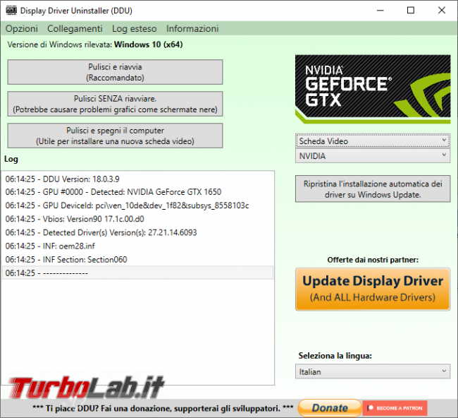 Elimina completamente vecchi driver video Display Driver Uninstaller