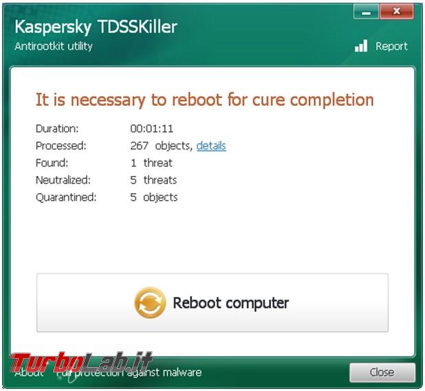Elimina rootkit più pericolosi TDSSKiller