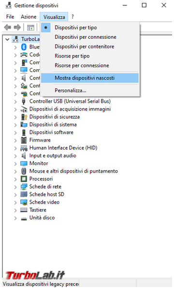 Eliminare completamente periferiche non più collegate sistema