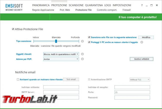 Emsisoft Internet Security 11 messo prova TurboLab.it
