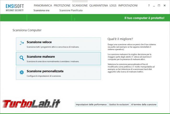 Emsisoft Internet Security 11 messo prova TurboLab.it